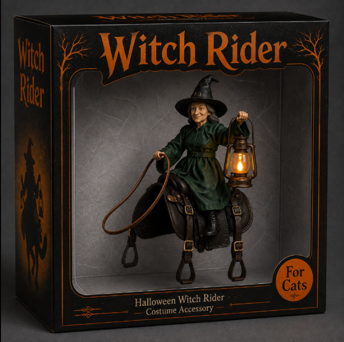 Witch Rider — Halloween Costume Accessory for Cats