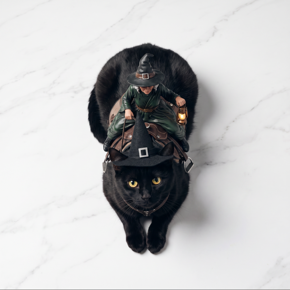 Witch Rider — Halloween Costume Accessory for Cats